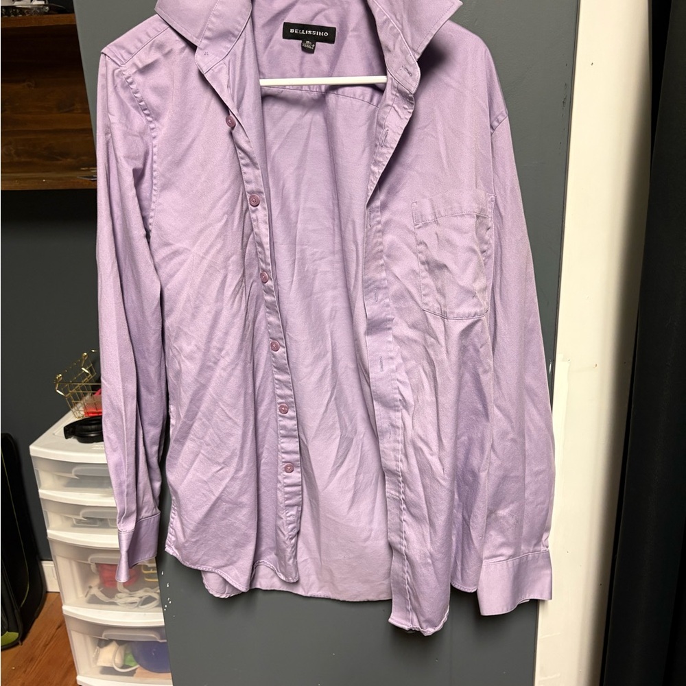 Men's Purple Button-Up Shirt by Express